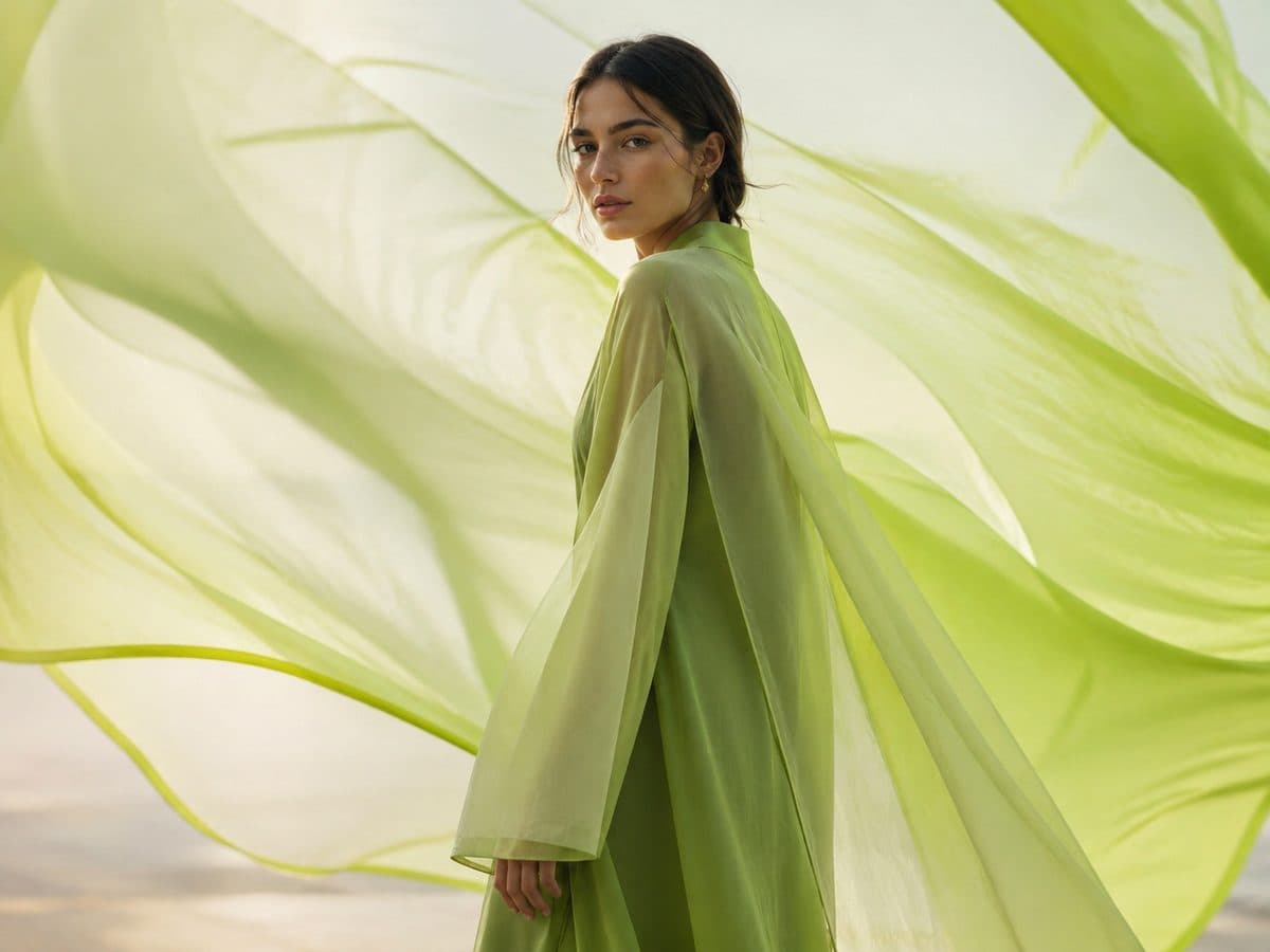 Citrus organza layered abaya