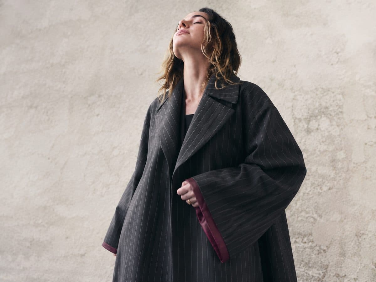 Pinstripe wool overcoat