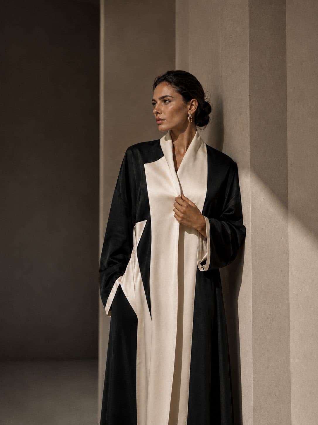 Bicolour Silk Abaya