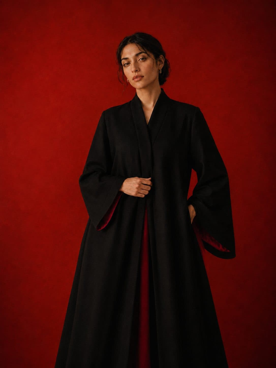 Crimson-Lined Abaya
