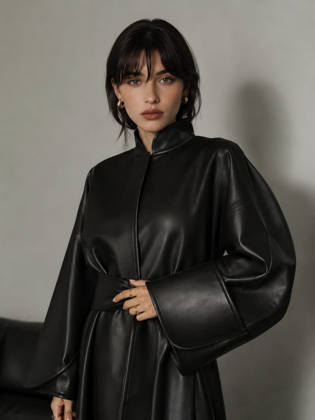 Nappa Belted Abaya